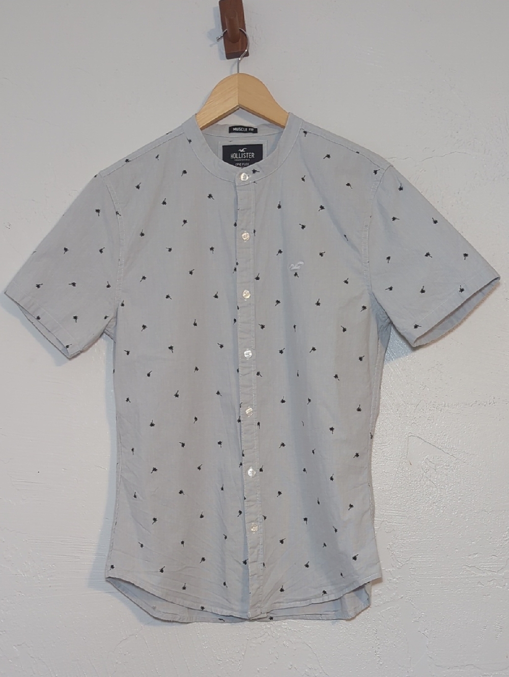 Mens Hollister ShortSleeve Button Down Cotton Summer Shirt Beach Vacation Resort